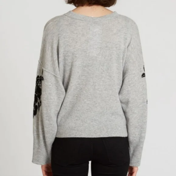 Autumn Cashmere Floral Sleeve Crew Boxy Crop Sweater XS - Picture 12 of 12